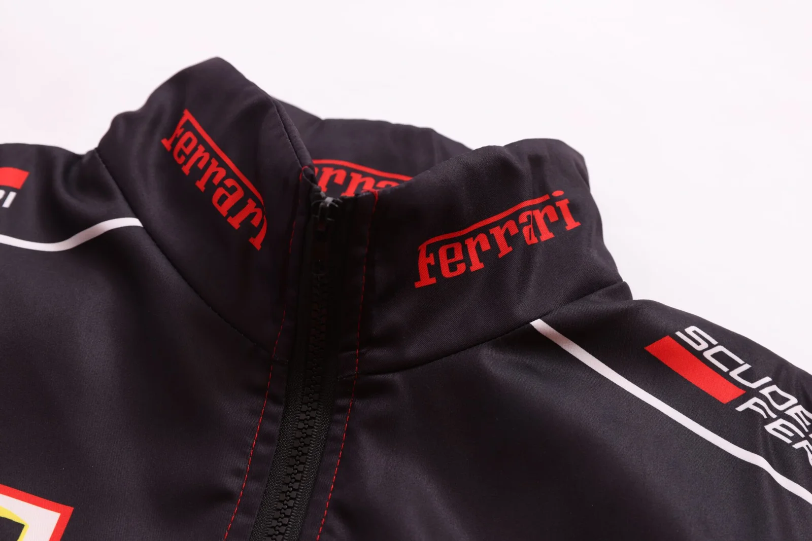 Ferrari Racing Printed Bomber Jacket - White Vintage Motorsport Streetwear