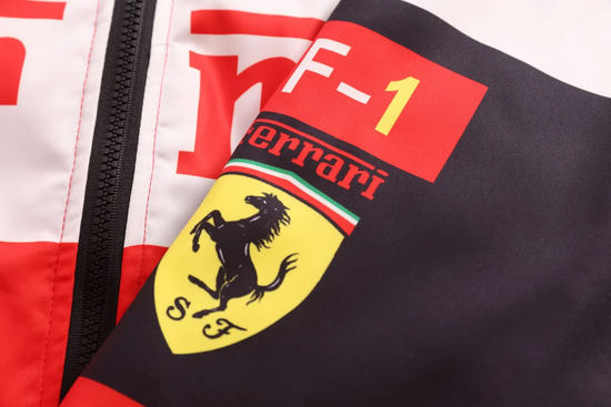 Ferrari Racing Printed Bomber Jacket - White Vintage Motorsport Streetwear