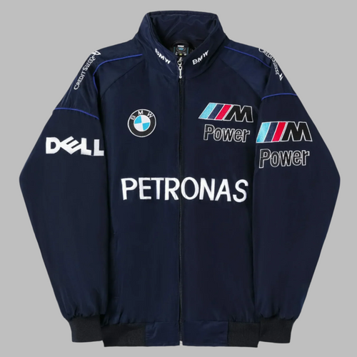 BMW Embroidered Vintage Bomber Jacket – Minimalist Motorsport Style