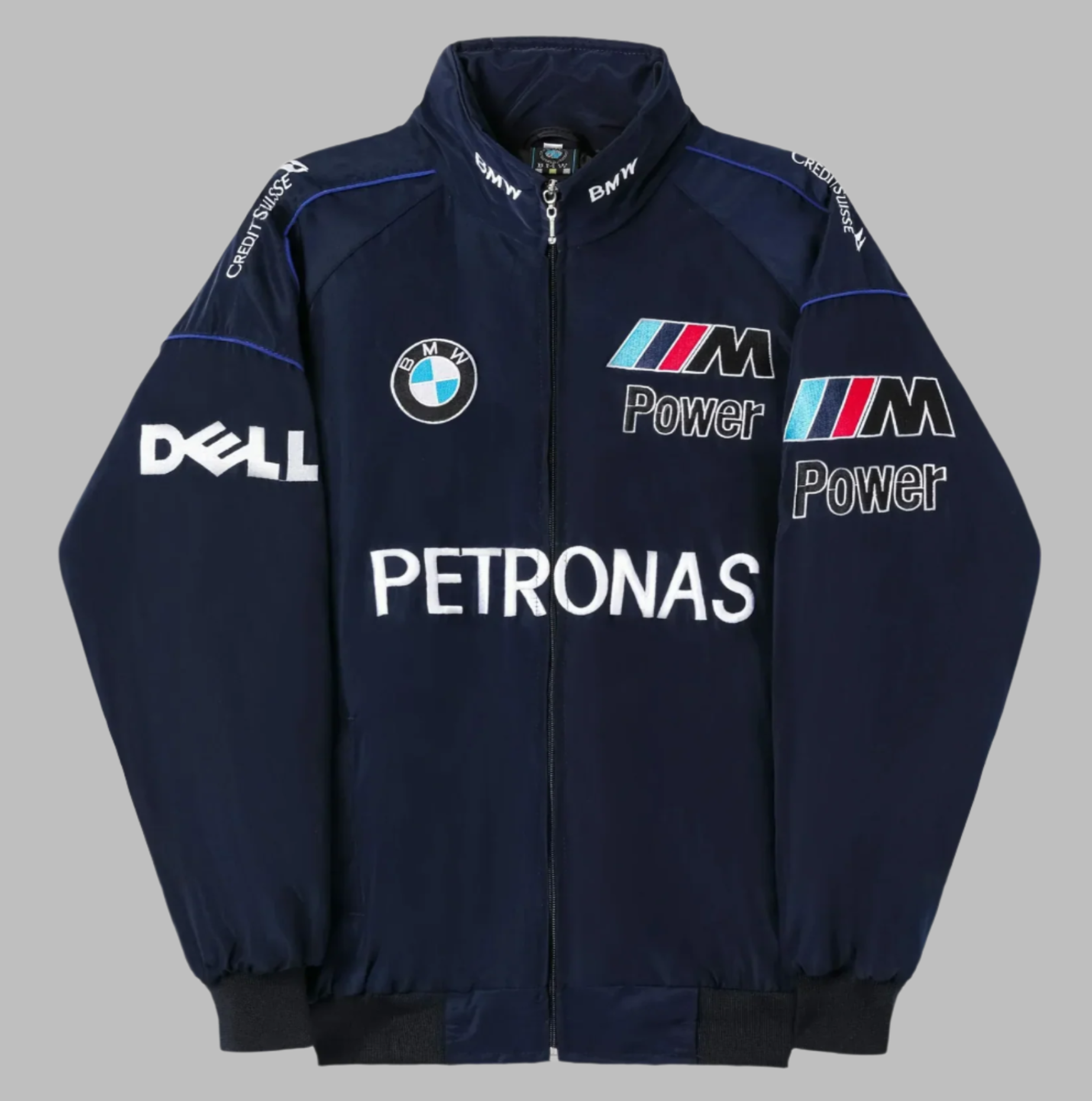 BMW Embroidered Vintage Bomber Jacket – Minimalist Motorsport Style