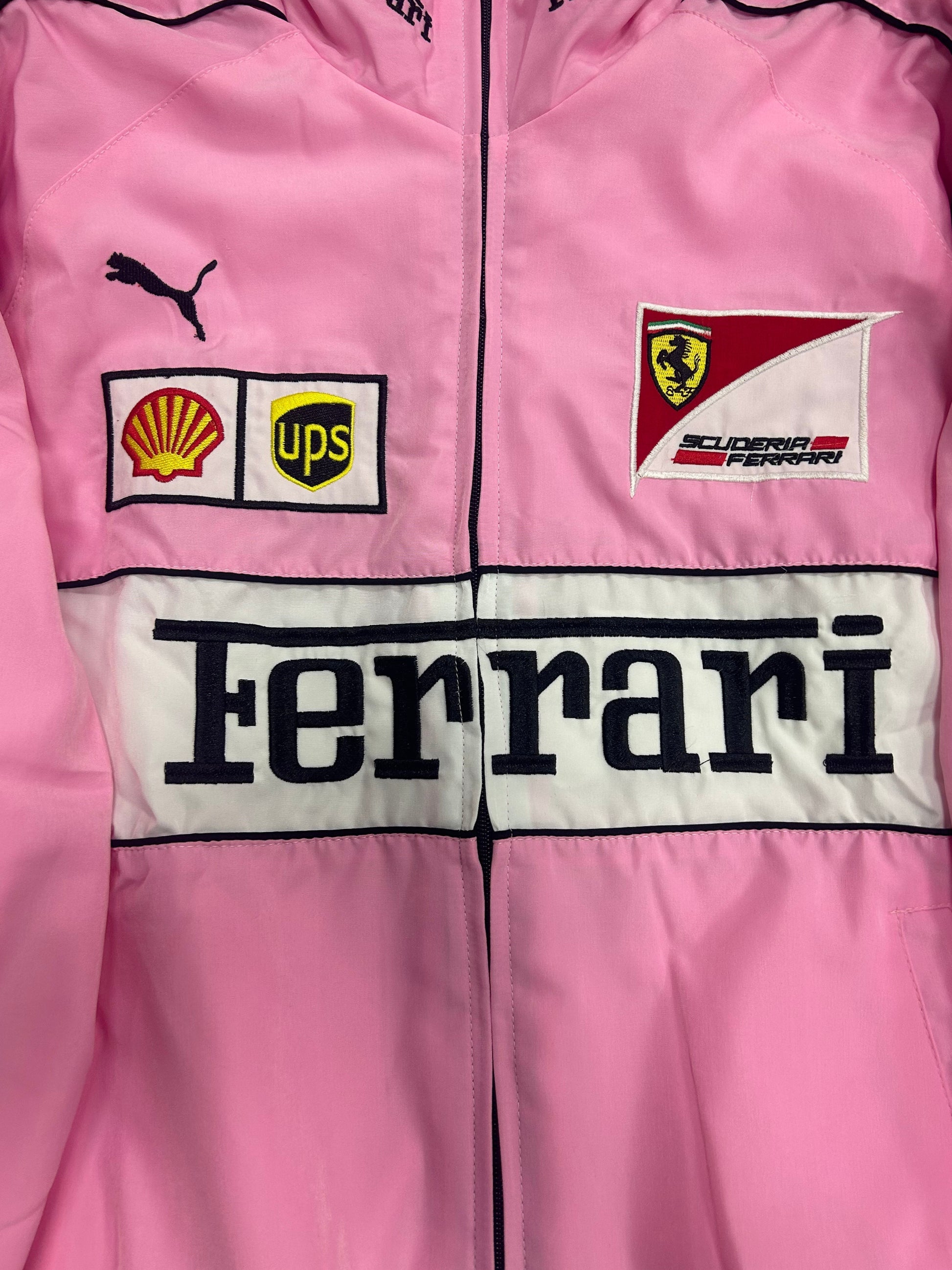 Ferrari Embroidered Racing Bomber Jacket - Pink Vintage F1 Streetwear