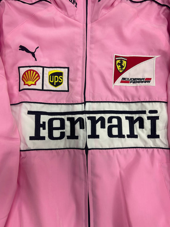 Ferrari Embroidered Racing Bomber Jacket - Pink Vintage F1 Streetwear