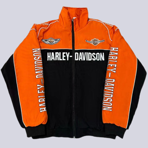 Harley Davidson embroidered bomber jacket front
