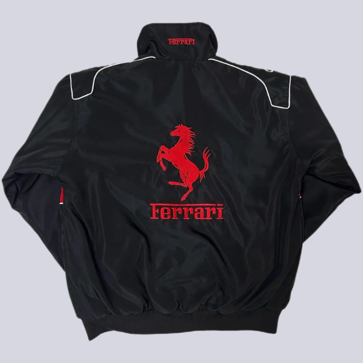 Vintage-style Ferrari bomber jacket in black