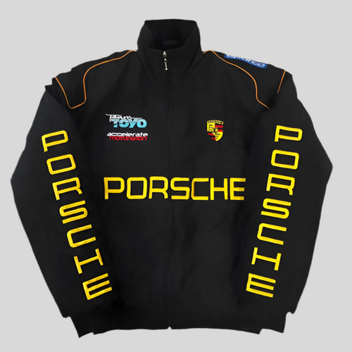 Porsche Embroidered Vintage Bomber Jacket – Classic Motorsport Style