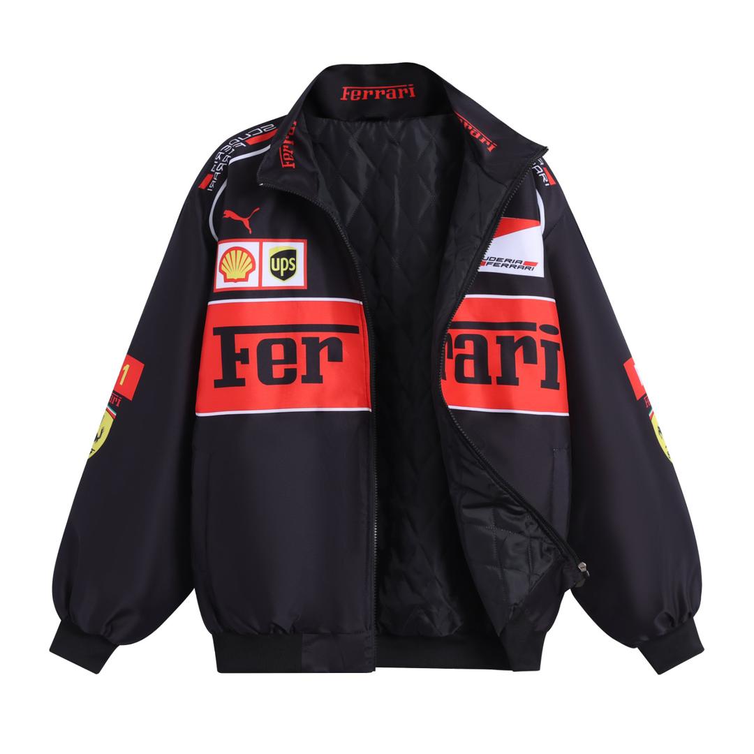 Ferrari Motorsport Graphic Printed Jacket - Black Retro Streetwear