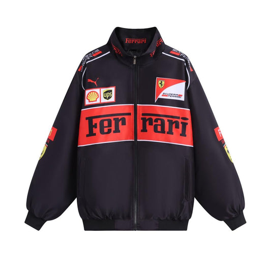 Ferrari Motorsport Graphic Printed Jacket - Black Retro Streetwear