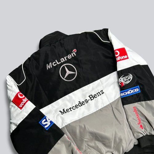 Mercedes & McLaren Racing Embroidered Bomber Jacket - Gray Vintage F1 Streetwear