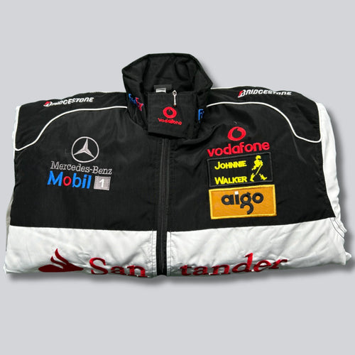 Mercedes & McLaren Racing Embroidered Bomber Jacket - Gray Vintage F1 Streetwear