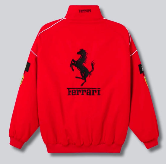 Ferrari Racing Embroidered Varsity Jacket - Red Classic Motorsport