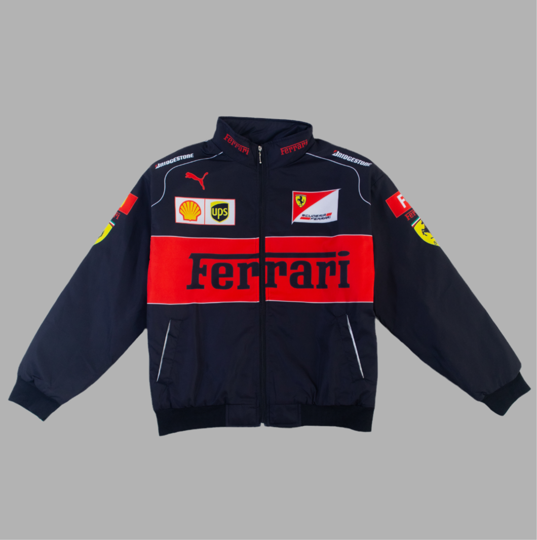 Ferrari Motorsport Graphic Printed Jacket - Black Retro Streetwear