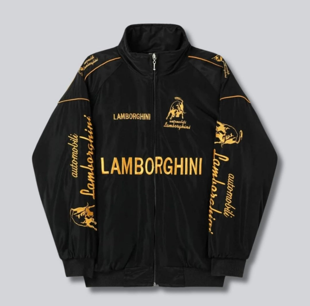 Lamborghini Embroidered Vintage Bomber Jacket – Classic Motorsport Look
