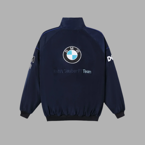 BMW Embroidered Vintage Bomber Jacket – Minimalist Motorsport Style
