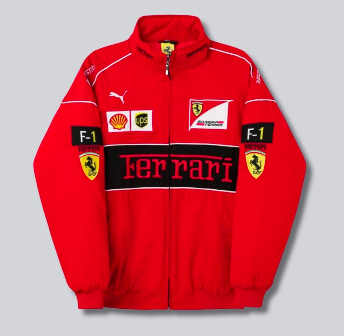 Ferrari Racing Embroidered Varsity Jacket - Red Classic Motorsport