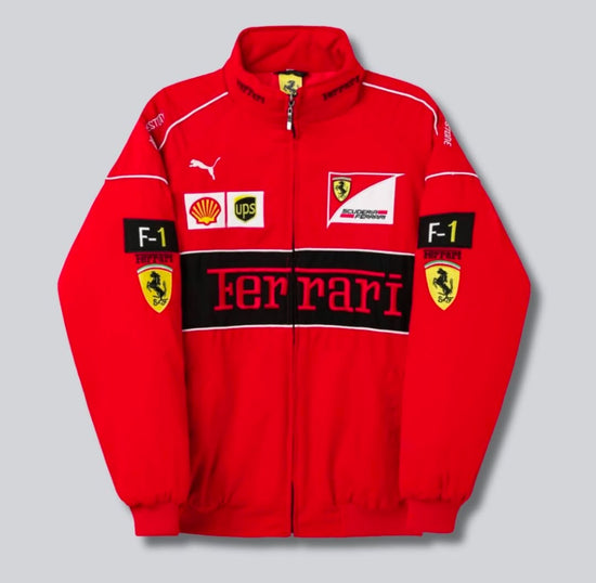 Ferrari Racing Embroidered Varsity Jacket - Red Classic Motorsport