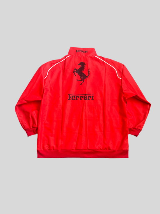 Ferrari Racing Printed Bomber Jacket - Red Vintage Motorsport Streetwear