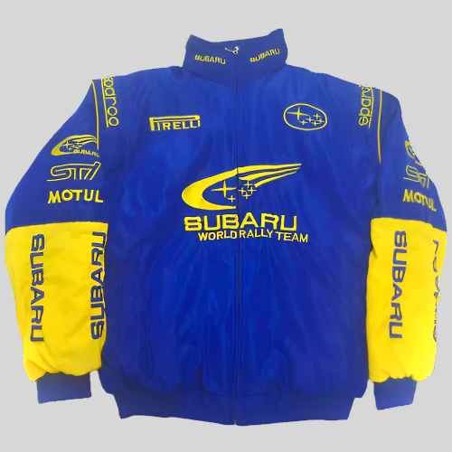 Subaru Racing Embroidered Bomber Jacket - Blue Vintage JDM Streetwear