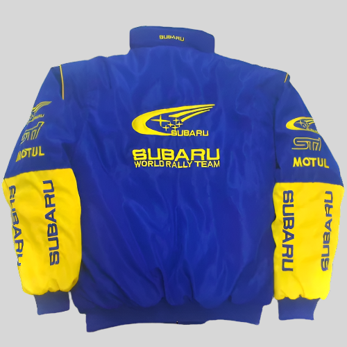 Subaru Racing Embroidered Bomber Jacket - Blue Vintage JDM Streetwear