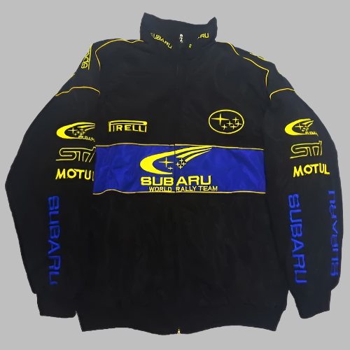 Subaru Racing Embroidered Bomber Jacket - Black Vintage JDM Streetwear